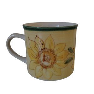 Gibson Sunflower Mug Yellow Floral Spring Print Green Rim Coffee Tea